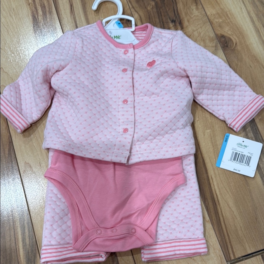 Pink Quilted Baby Outfit Set